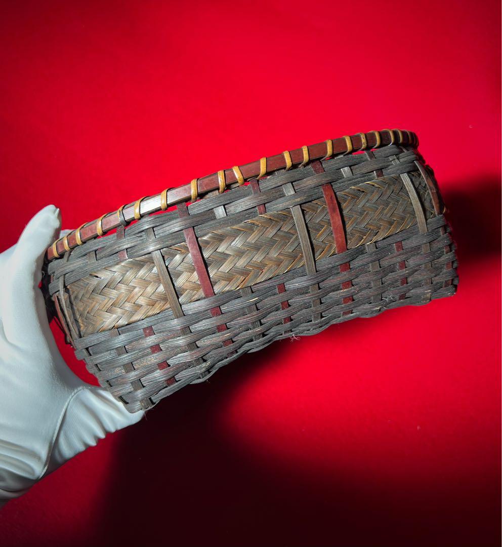 古道具 炭取籠 竹編 炭斗 炭篭 在銘 茶道具