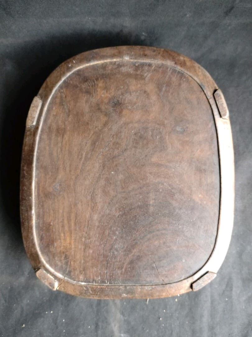 古硯(中型)　清代象嵌蓋端渓硯　アンティーク　NO.1041