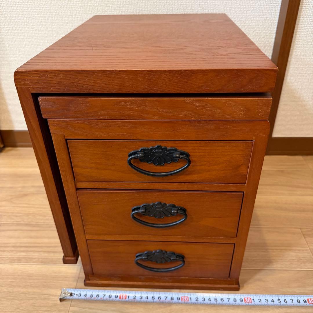 折りたたみ式文机　片袖　引き出し3杯　和家具 木製デスク　書斎