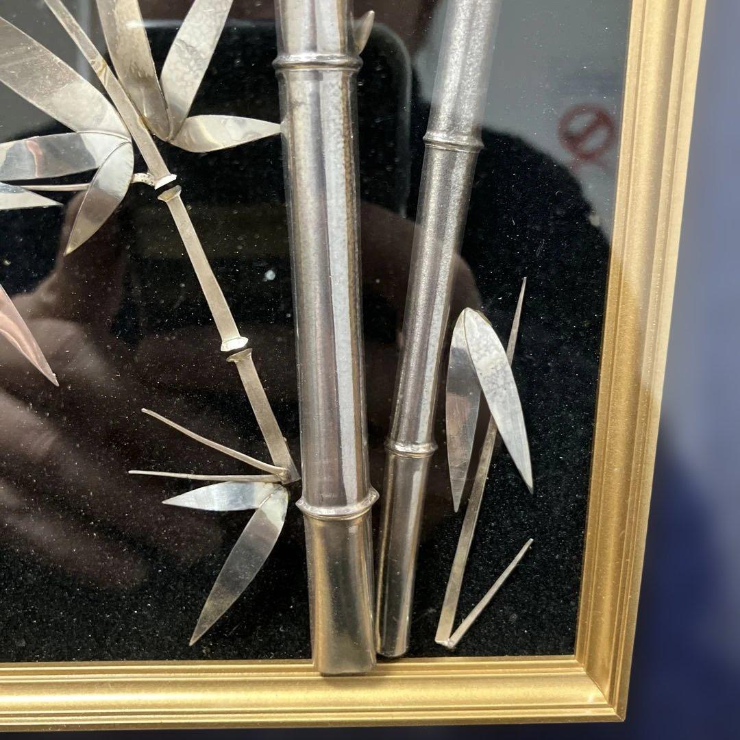 (2-24)純銀 竹の金属細工額