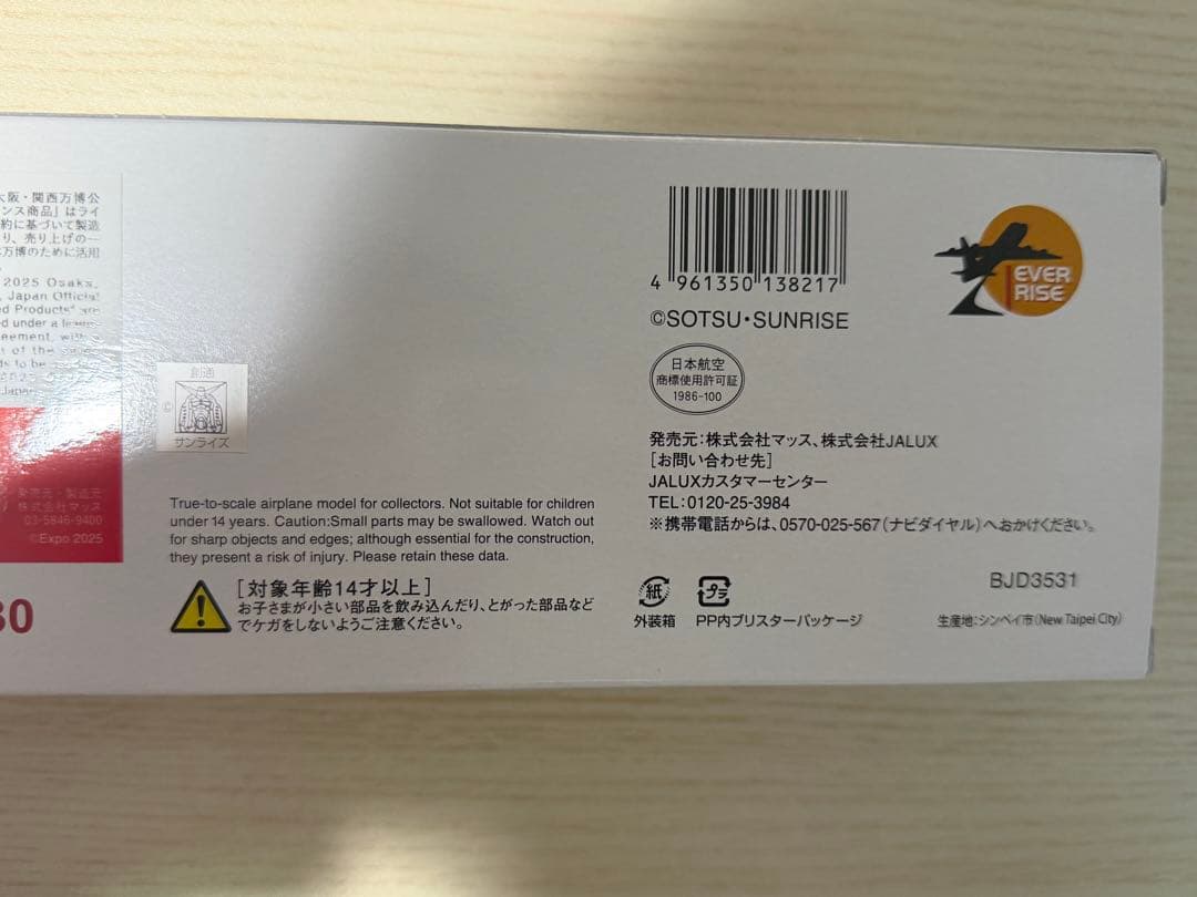 JAL 万博 ガンダムモデルプレーン 737-800