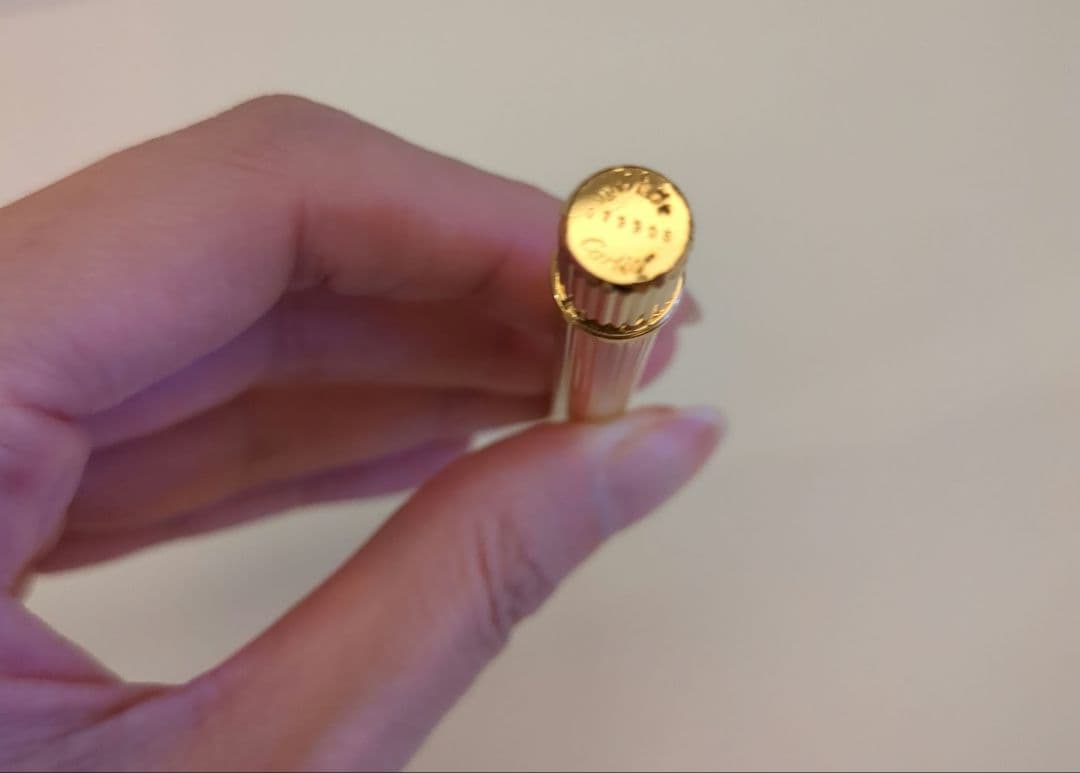 美品★カルティエ ゴールド ストライプデザイン ボールペン