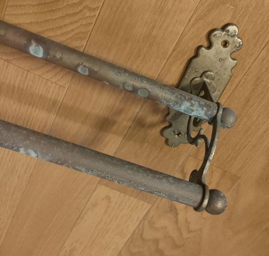 アンティーク 真鍮製 ダブルタオルバー 2連タオル掛 クラシック イタリア製 ①