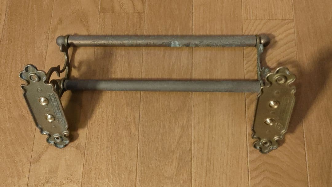 アンティーク 真鍮製 ダブルタオルバー 2連タオル掛 クラシック イタリア製 ①