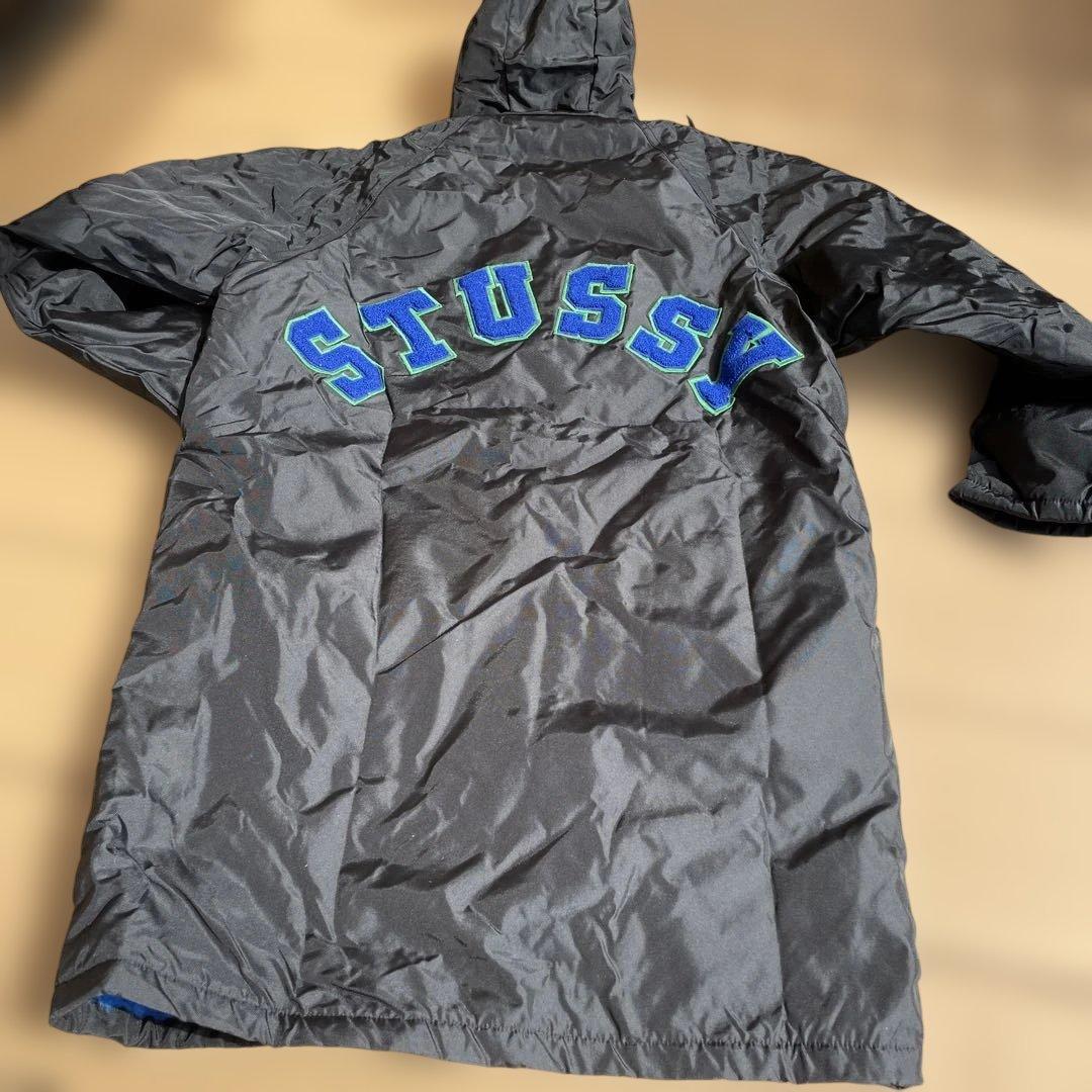 STUSSY‼️80年代‼️フード付きベンチコート 黒 当時試着程度‼️ 長期保管‼️‼️