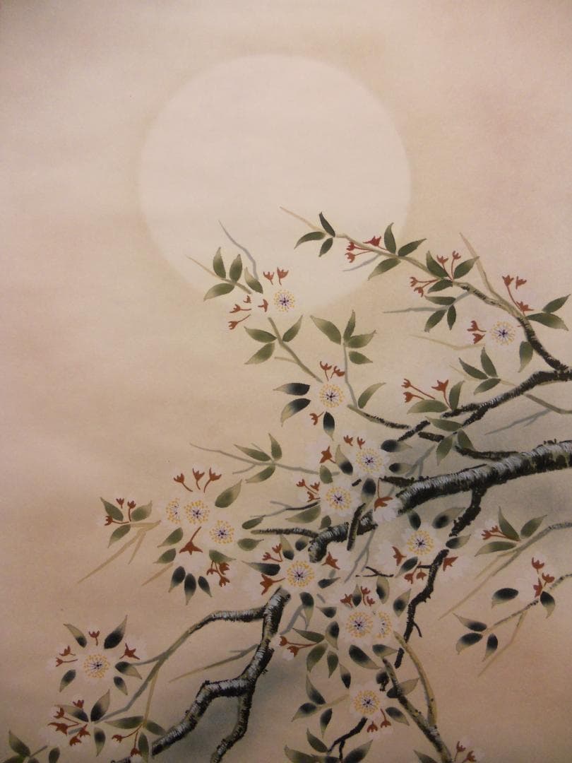 掛け軸 芸元 作 『 桜 』 絹本 希少 軸装 茶道具 掛軸 新品 未使用 保管