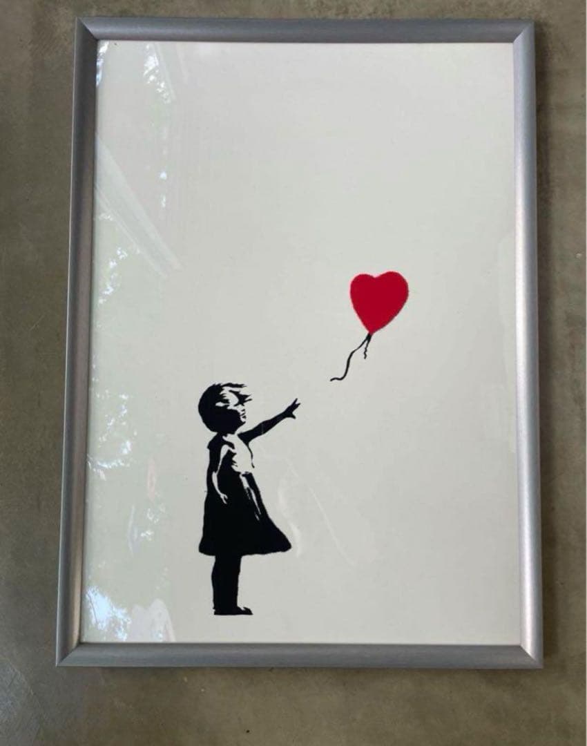 Banksy girl with red balloon wcp ポスター