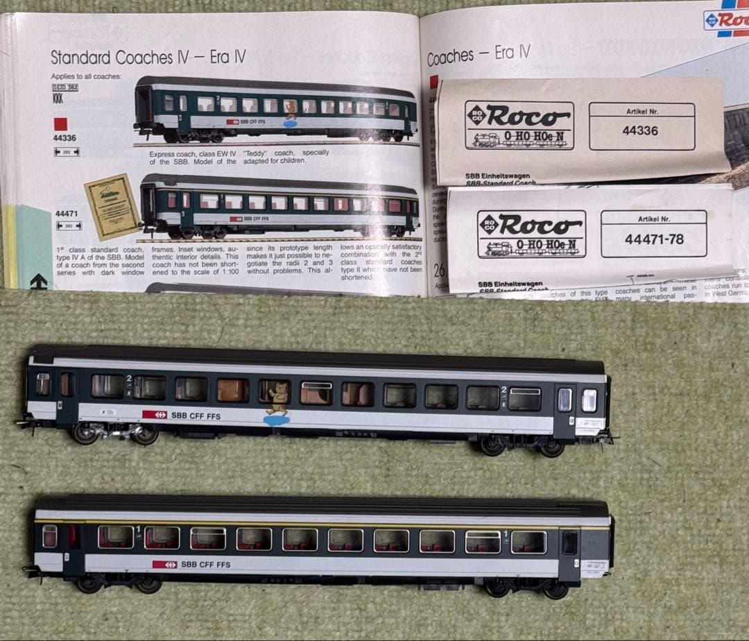 Roco HOゲージ　電気機関車　客車4両　(路面電車　はジャンク) カタログ