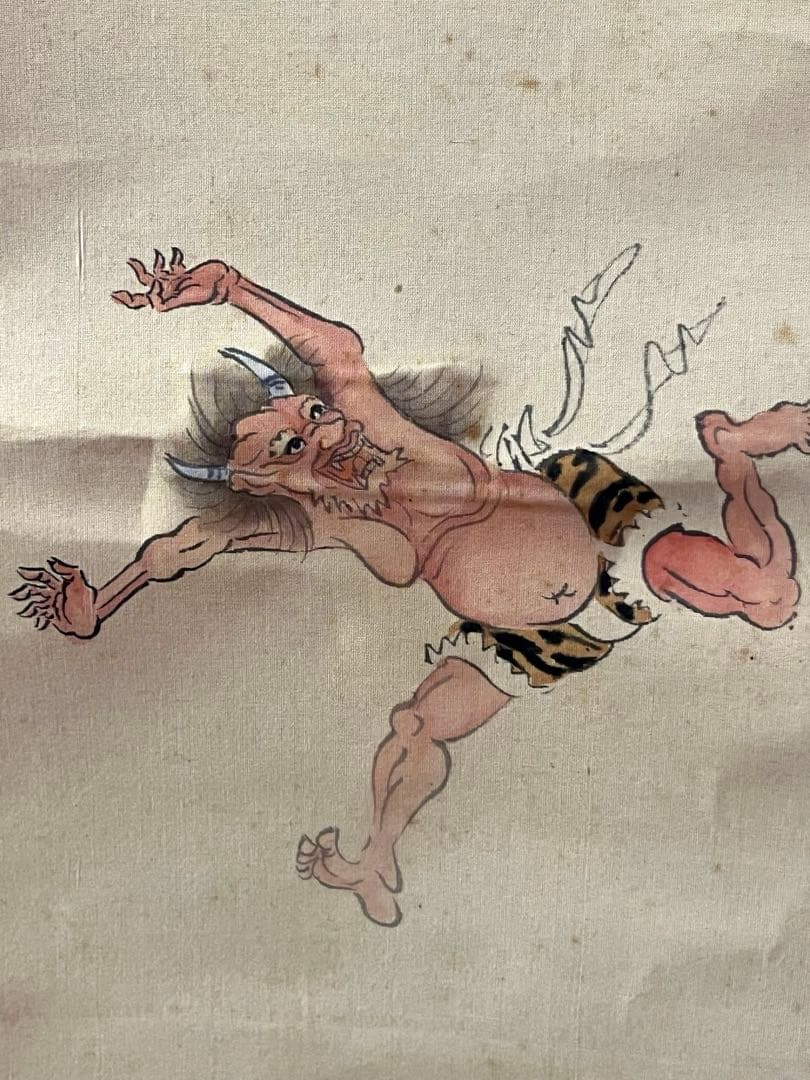 映丘「鐘馗厄除け図」 絹本 魔除け 人物図 美術品 日本画 鍾馗白馬　松岡映丘?