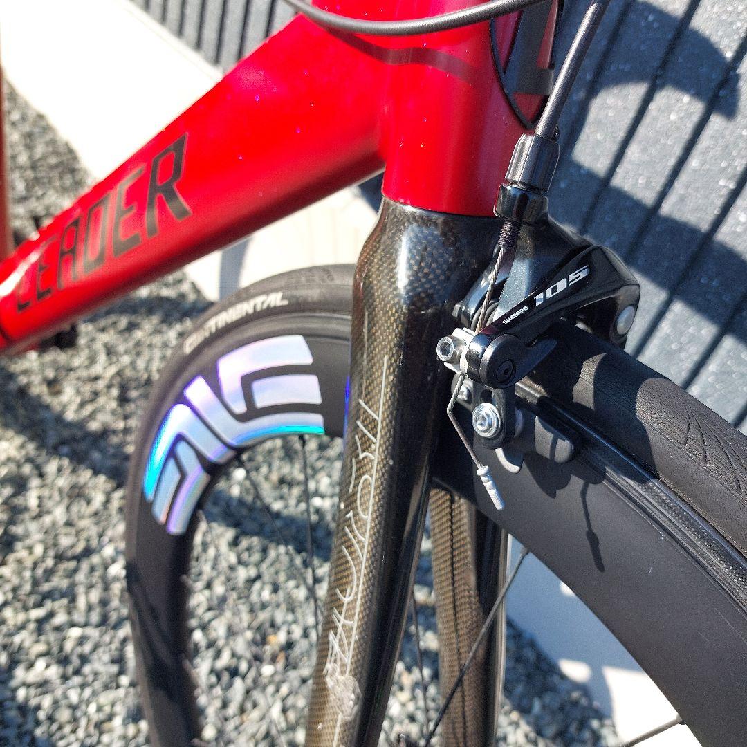 【送料込み】LEADER BIKE 735 65mmカーボンホイール 完成車体