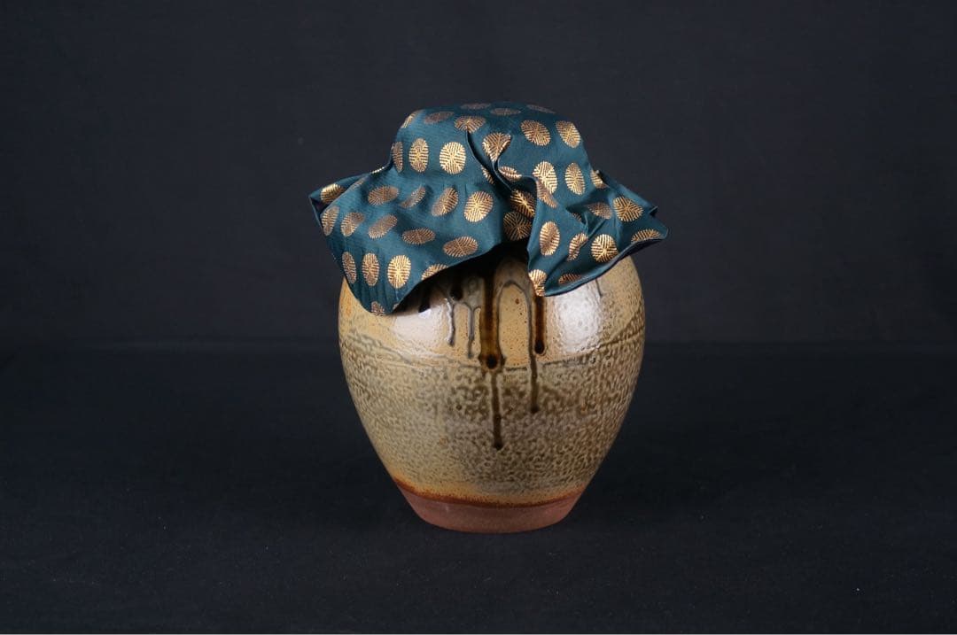 尾中窯 市野克 作 丹波焼 茶壺 飾壺 陶印 共箱 紙箱 茶道具 茶事