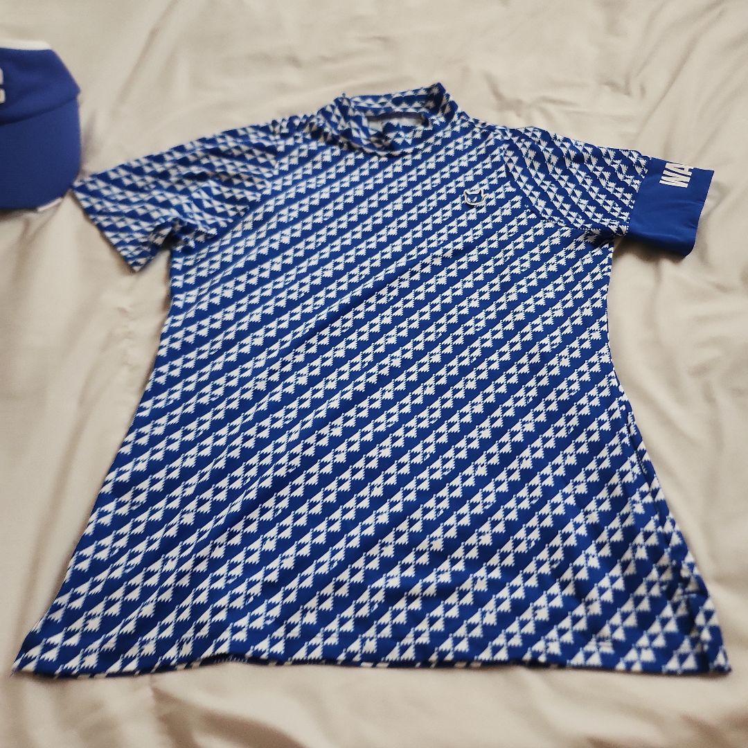 WAAC ゴルフウェア 上下セット青と白の幾何学模様