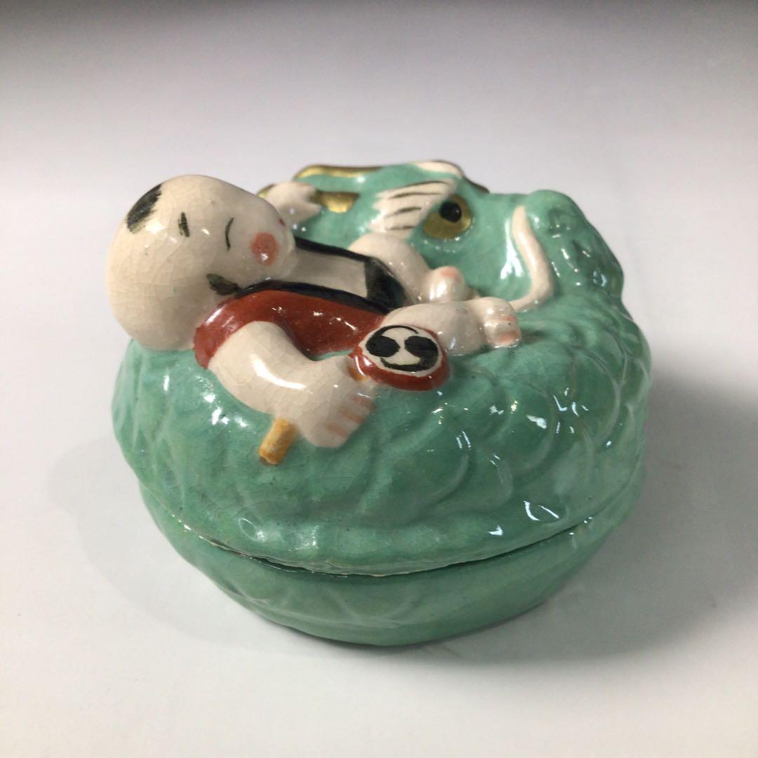 Ｓ２１７　香合　『伊東桂楽造』『楽焼』『龍わらべ香合』　共箱　茶道具