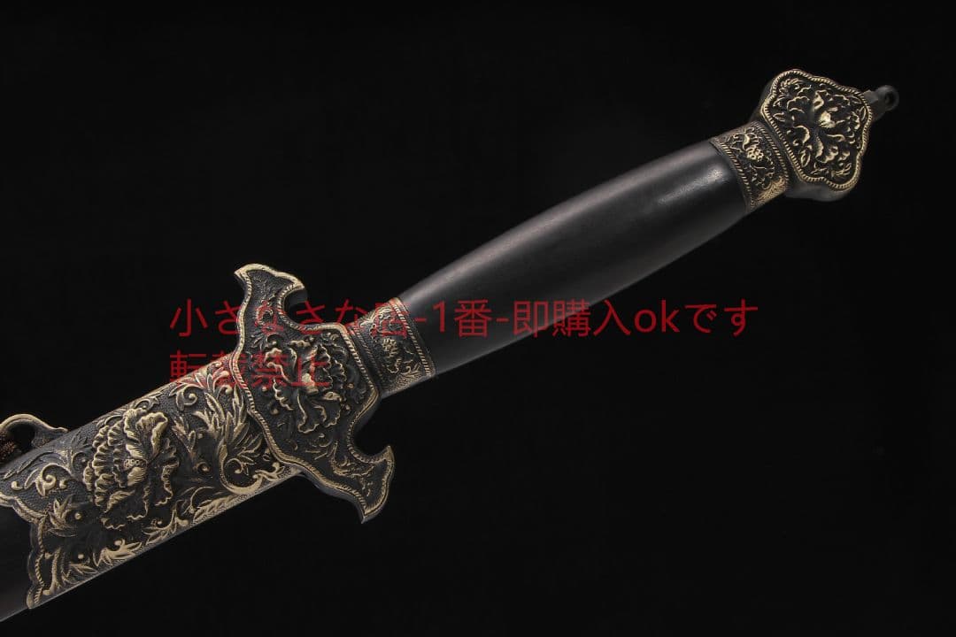 牡丹剣二級黒檀百錬文紋鋼  古兵器 武具 刀装具 日本刀 模造刀 居合刀