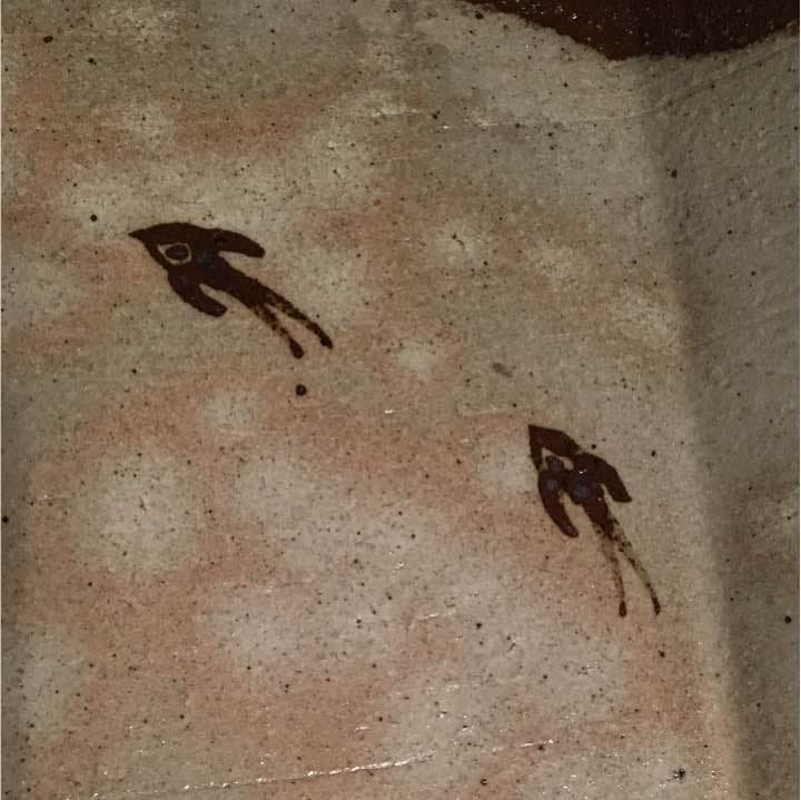 信楽焼き 絵粉引大皿