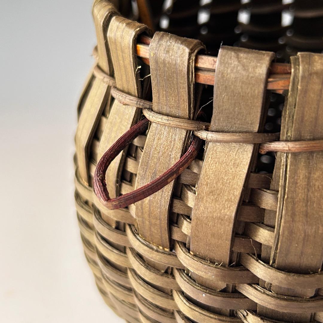 茶道具　即中斎好　南紀　檜　手付　掛籠　花入　熊玄斎　共箱　竹工芸　篭花入　夏