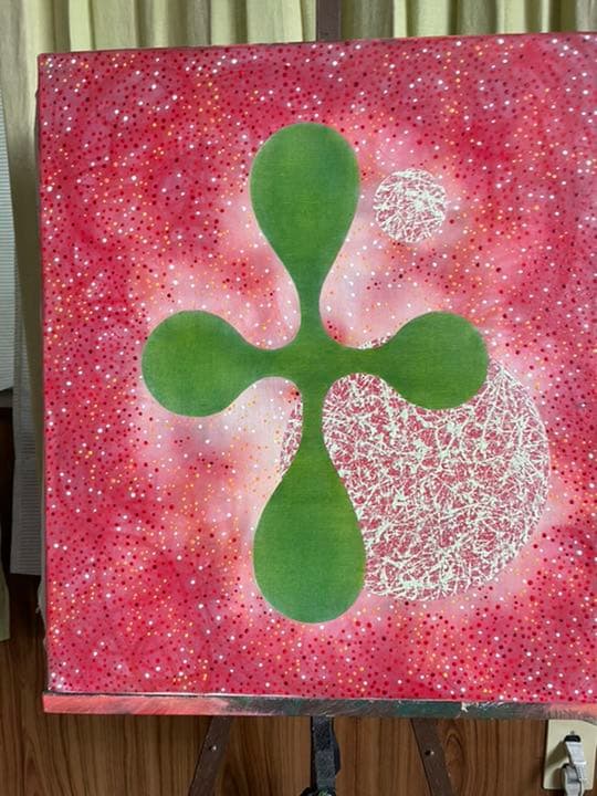 油絵　現代アート　赤NO1  作者　あんどうまさひろ　油彩画