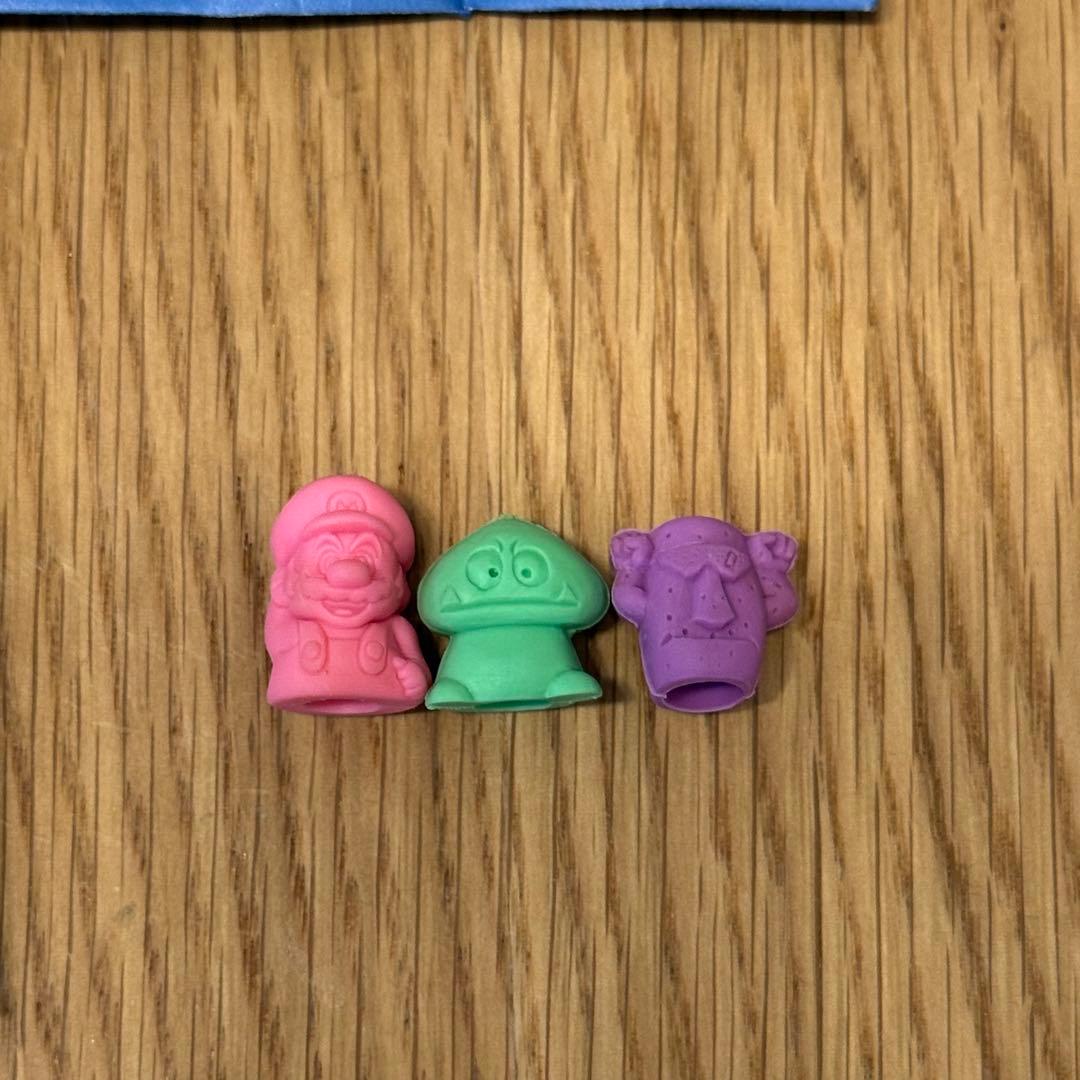 1989年製 任天堂 マリオ キャラクター 消しゴム 未開封10P＋開封見本1P