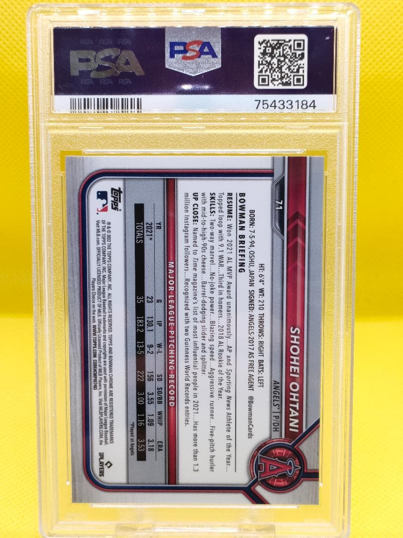 【PSA9鑑定品】大谷翔平2022 Bowman Chrome Sapphire