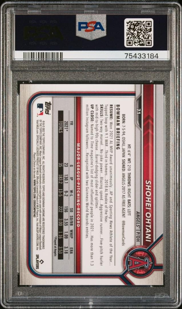 【PSA9鑑定品】大谷翔平2022 Bowman Chrome Sapphire