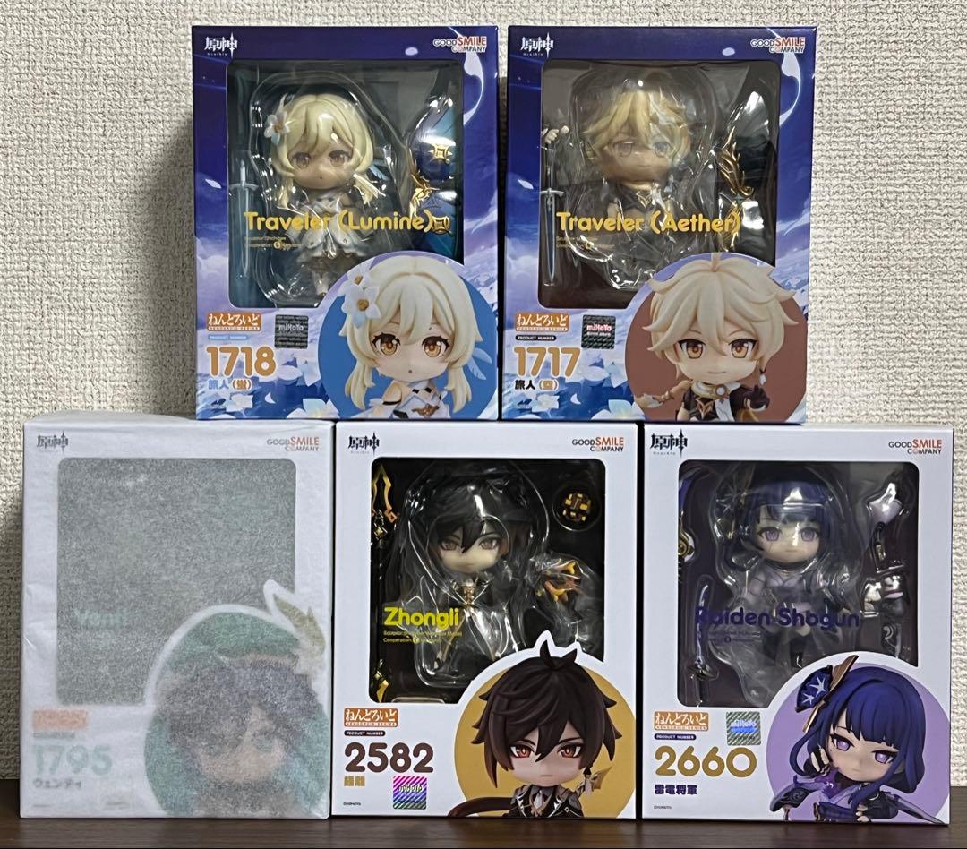 原神　ねんどろいど　まとめ売り　旅人　空　蛍　ウェンティ　鍾離　雷電将軍