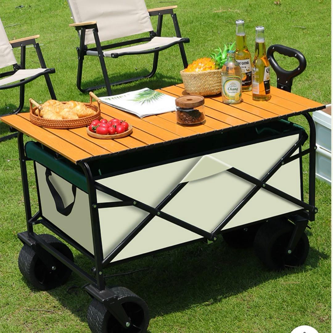 折りたたみ式 アウトドアキャリーワゴン（テーブル兼用タイプ） 折り畳み収納可能