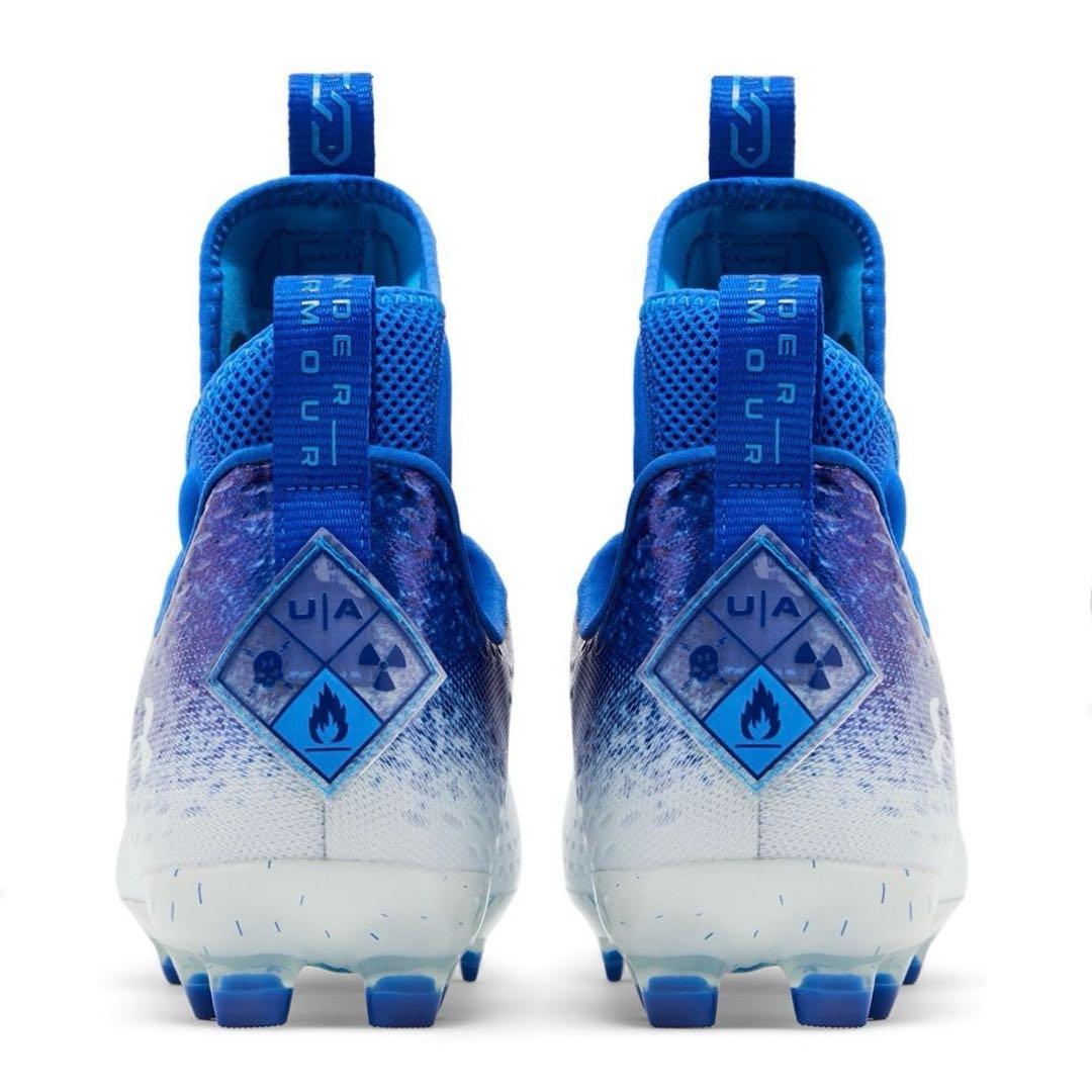 アンダーアーマー 27.5 スポットライト アメフト スパイク シューズ 青 靴