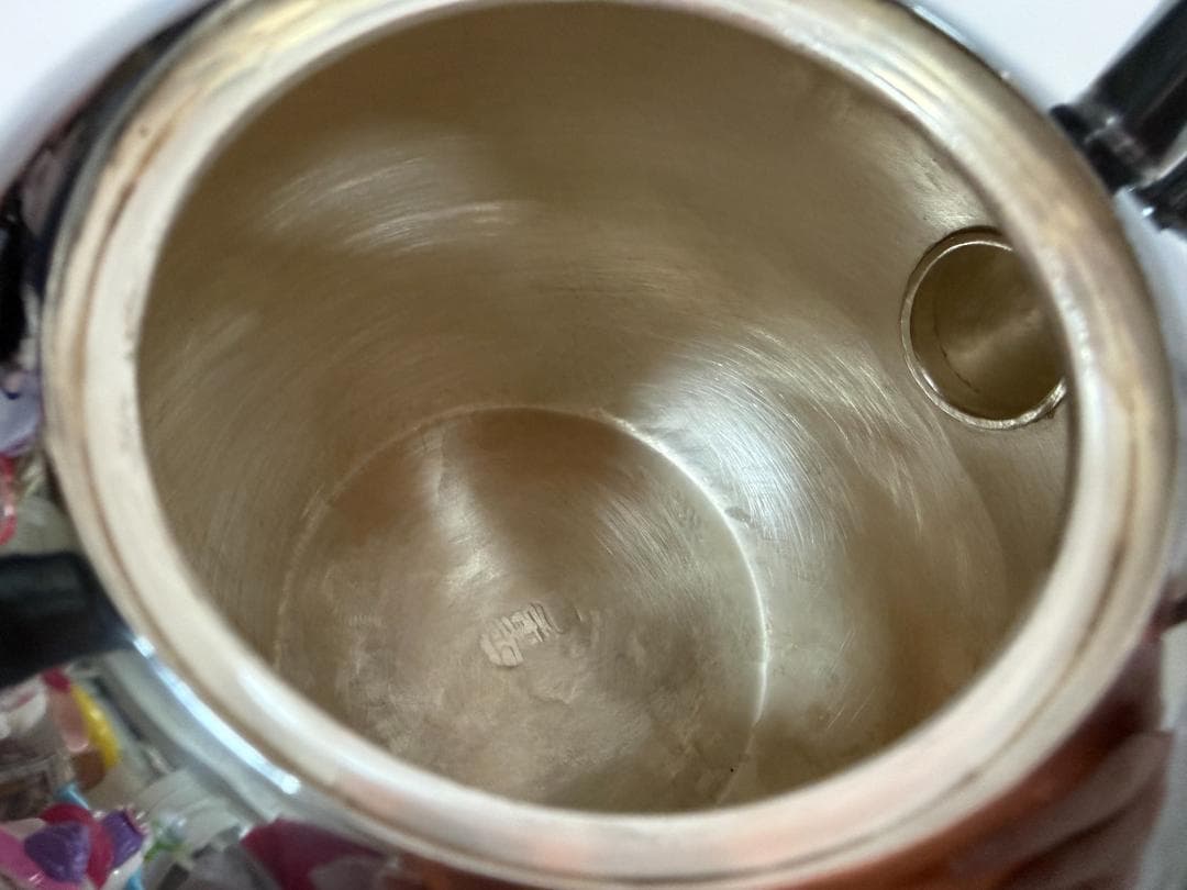 純銀製 象嵌 山水図彫 湯沸 銀瓶 煎茶道具