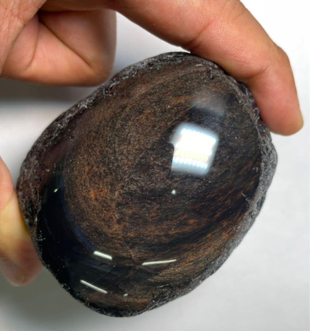 研磨品　十勝石玲瓏ゴールデンマホガニーオブシディアン　パープルシラー入り