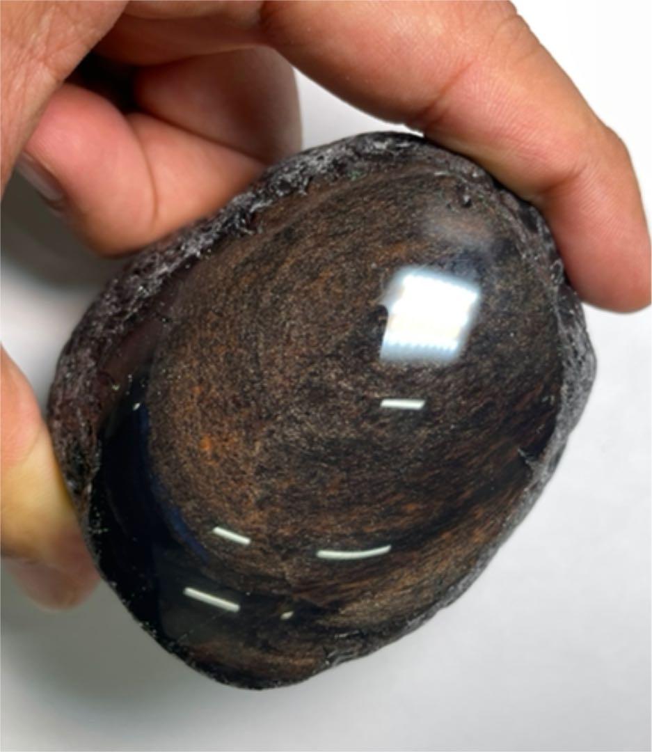 研磨品　十勝石玲瓏ゴールデンマホガニーオブシディアン　パープルシラー入り