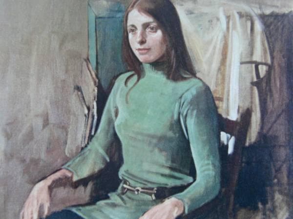 小磯　良平、みどりのセーターを着た婦人、希少な画集より、新品高級額装付