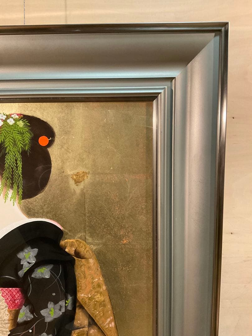 清水達三　「舞妓」　日本画１０号　直筆サイン・落款・共シール有り