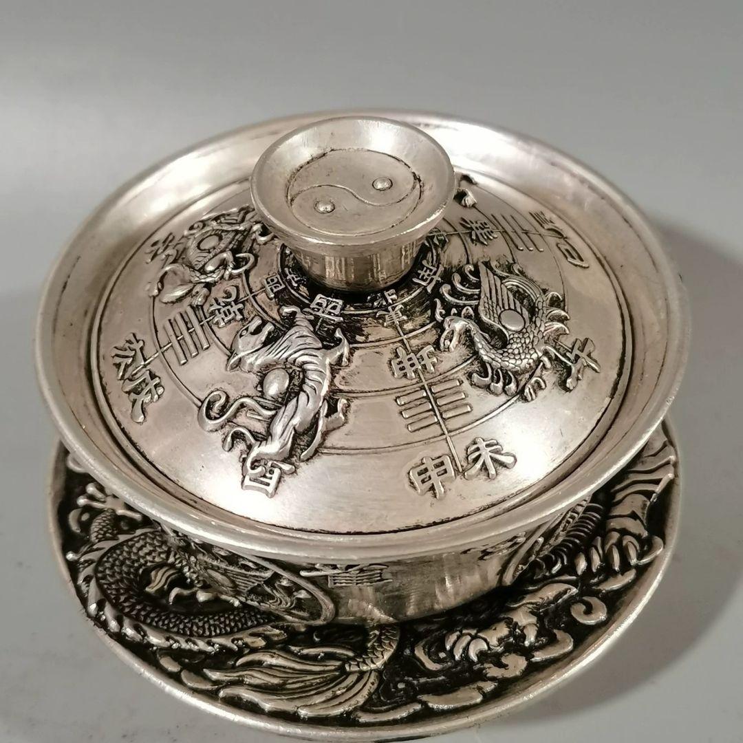 中国茶器 銅器 四大神獣三才蓋碗 茶器 装飾品 工芸品 置物