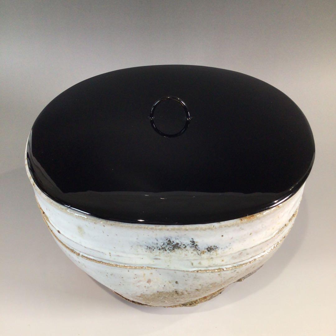 Ｐ６５７　水指　『萩焼』『吉田仙萩造』『平水指』　共箱　茶道具