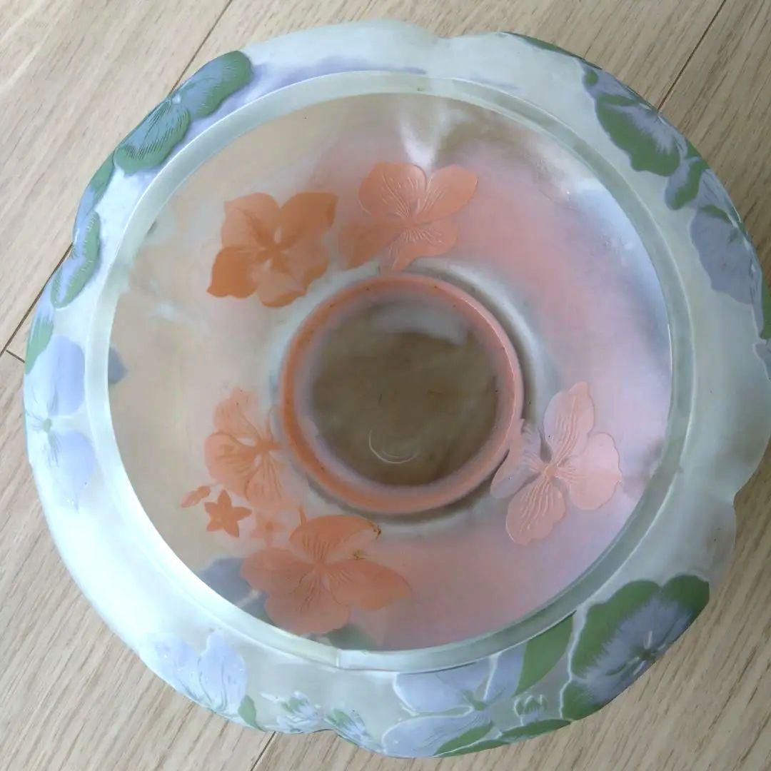 ガレ　紫陽花文平花器　エミール・ガレ　アールヌーボー　アジサイ