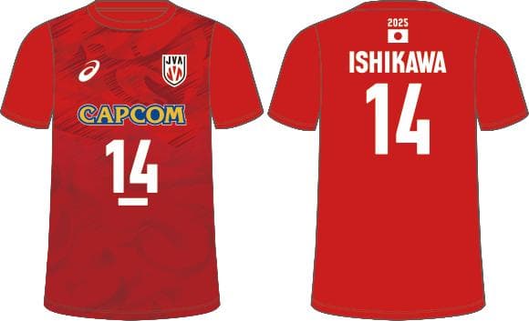 日本代表男子バレーボール応援Tシャツ 赤 ISHIKAWA 14