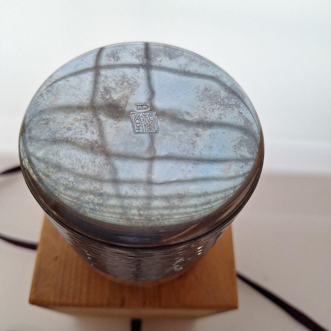 松栄堂　純銀製　茣座目打　茶筒　茶道具　銀器　銀製品