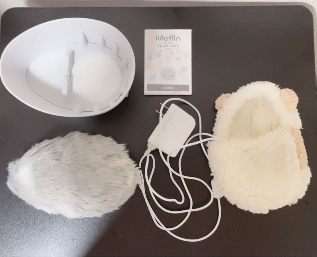 Moflin シルバー ぬいぐるみ本体 充電器　可愛い衣装付き