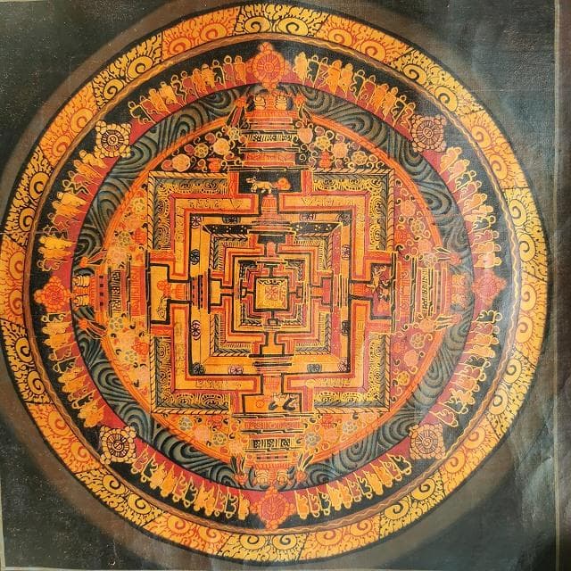時輪曼荼羅　カーラチャクラ　曼荼羅　大：　タンカ　仏画（額縁なし）