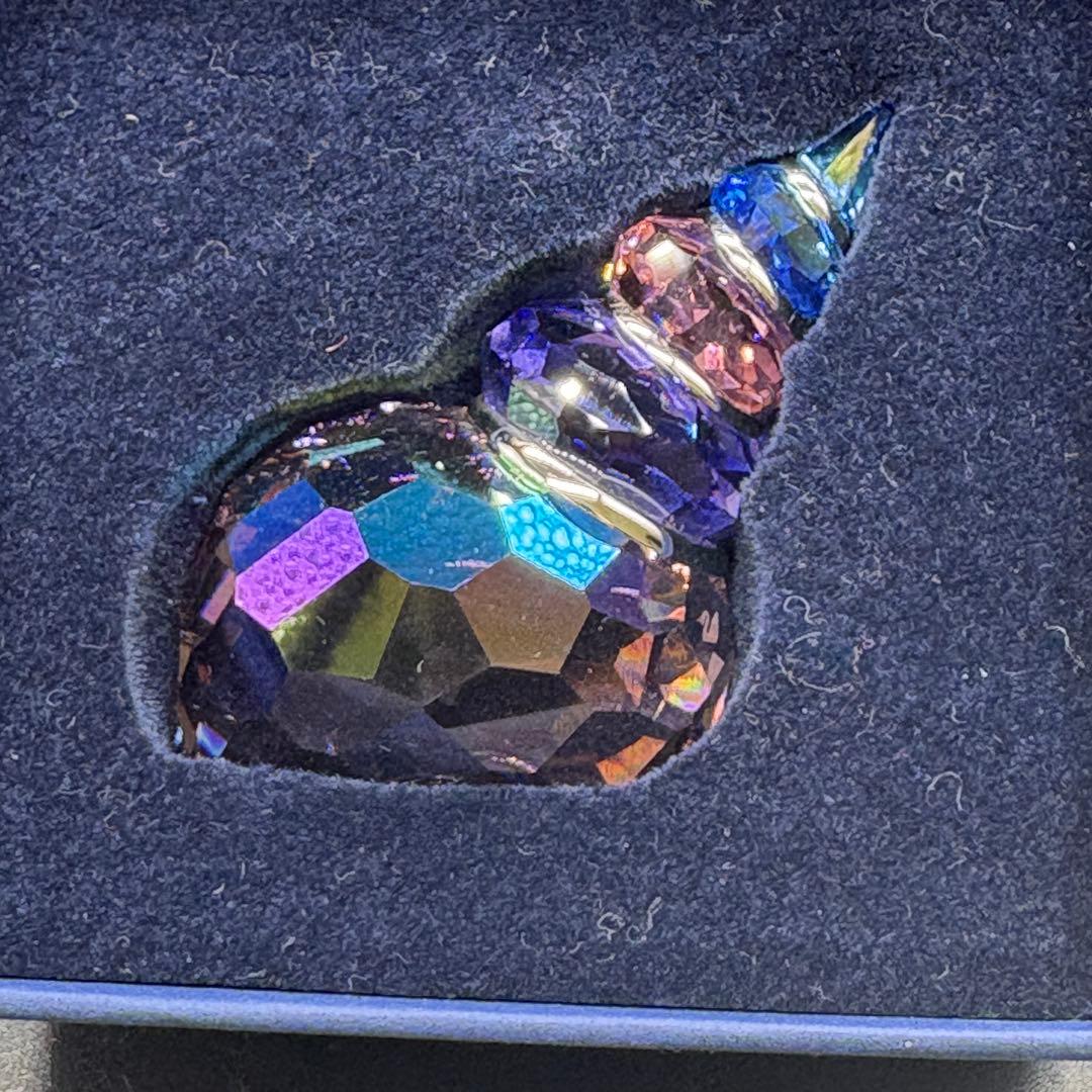 箱付き　スワロフスキー　巻貝　ブルーバイオレット　置物 オブジェ no.175