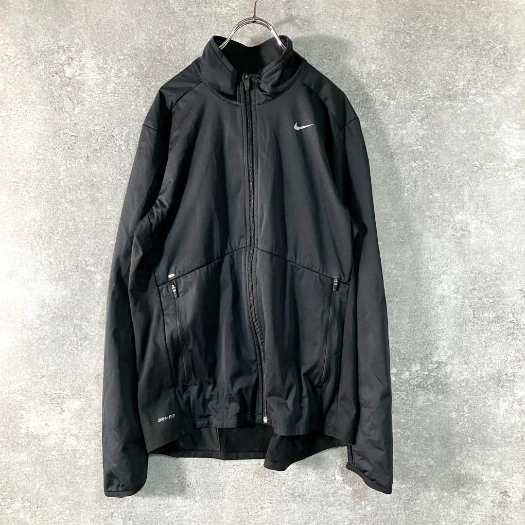NIKE　ウィンドブレーカー　長袖　ブラック　ジップアップ　ロゴ　DRI-FIT