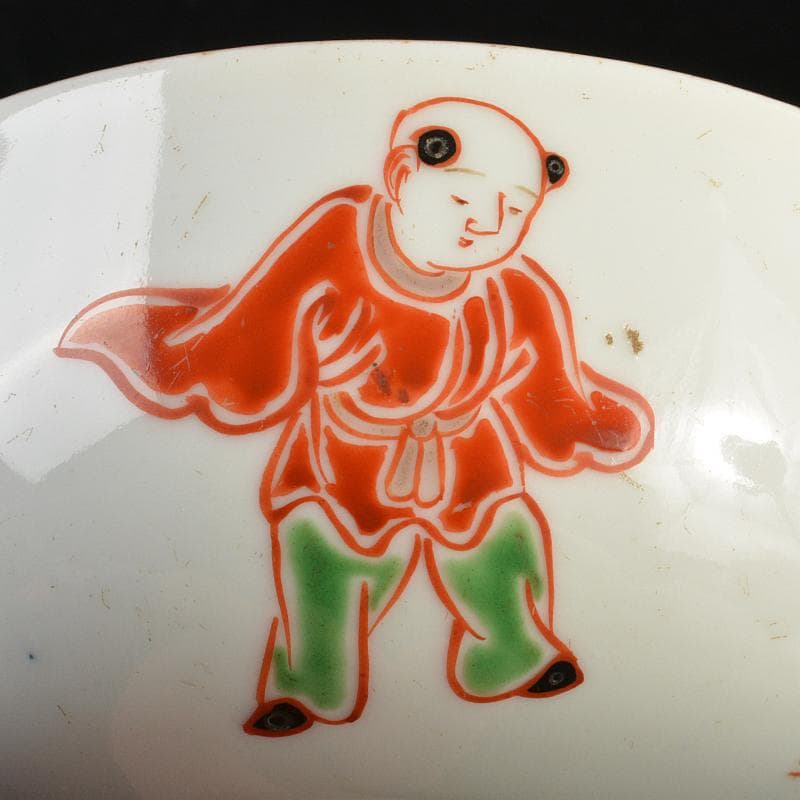 鍋島焼　古鍋島　色鍋島　唐子茶碗　識書付箱　M　R6972