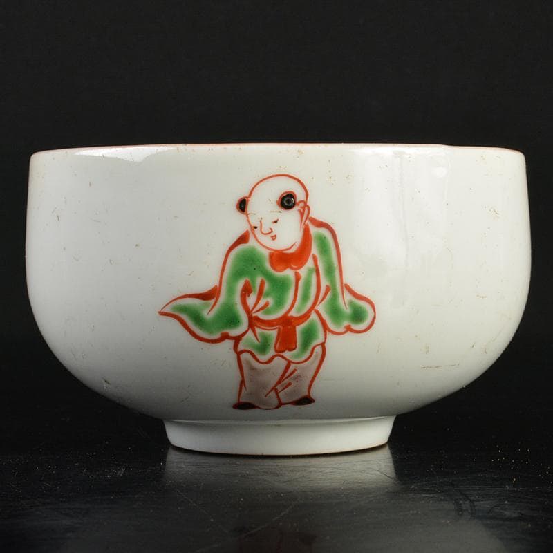 鍋島焼　古鍋島　色鍋島　唐子茶碗　識書付箱　M　R6972