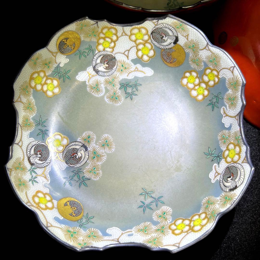 明治初期　九谷焼　朝日向付8客　幅約14.5㎝　東Y7-1219☆1Fトヒウ