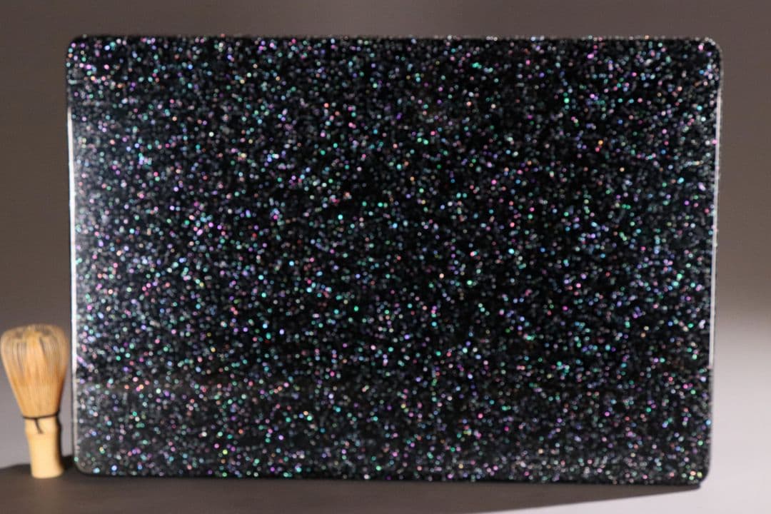 MA486 輪島塗 塗師 輪洲作 青貝 黒塗 花台 共箱 平卓 木製 螺鈿 輪州