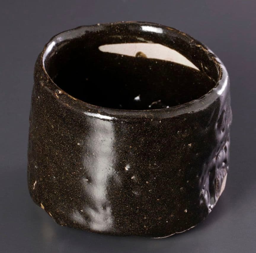 【上作　真作品】志ら玉 笑庵窯 柴山利彌 瀬戸黒茶碗 茶道具　しぶや黒田陶苑