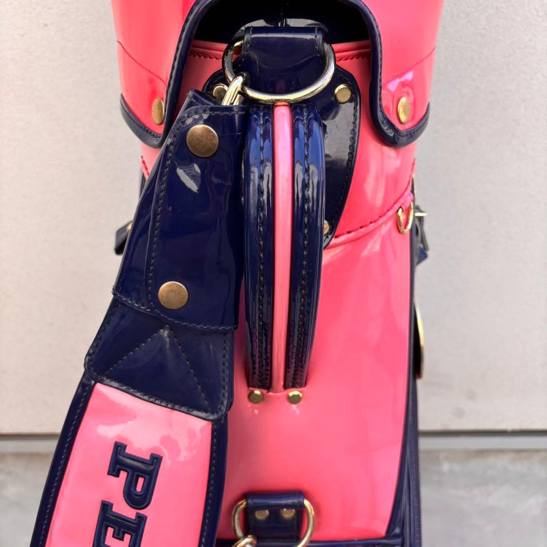 パーリーゲイツ　エナメル キャディーバック　ピンク/ネイビー 9.5型