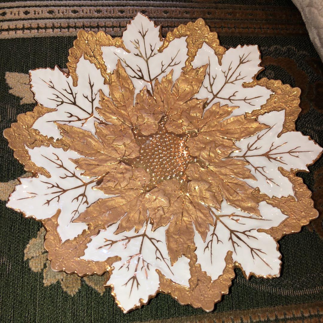 アンティーク マイセン プレート　金彩　立体レリーフ