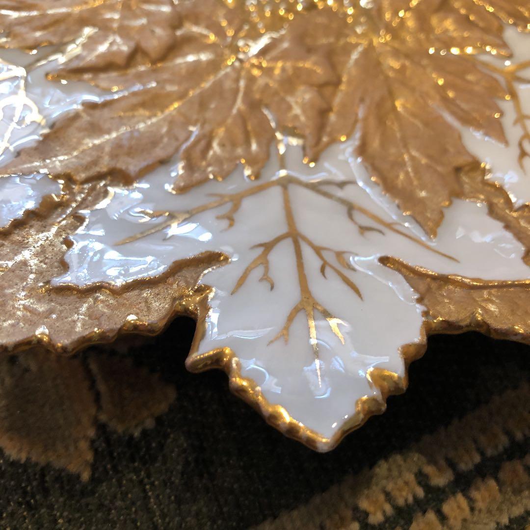 アンティーク マイセン プレート　金彩　立体レリーフ