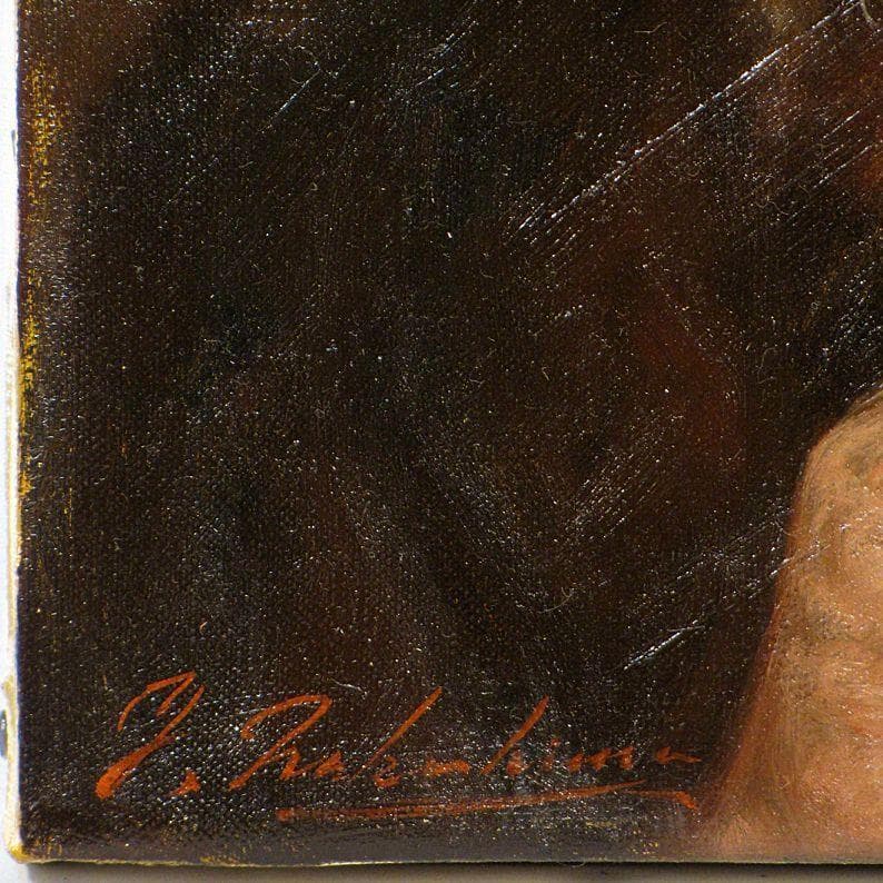 中島義行　「老人」　F３号　（真作保証品）額装　黄袋、タトウ箱付き